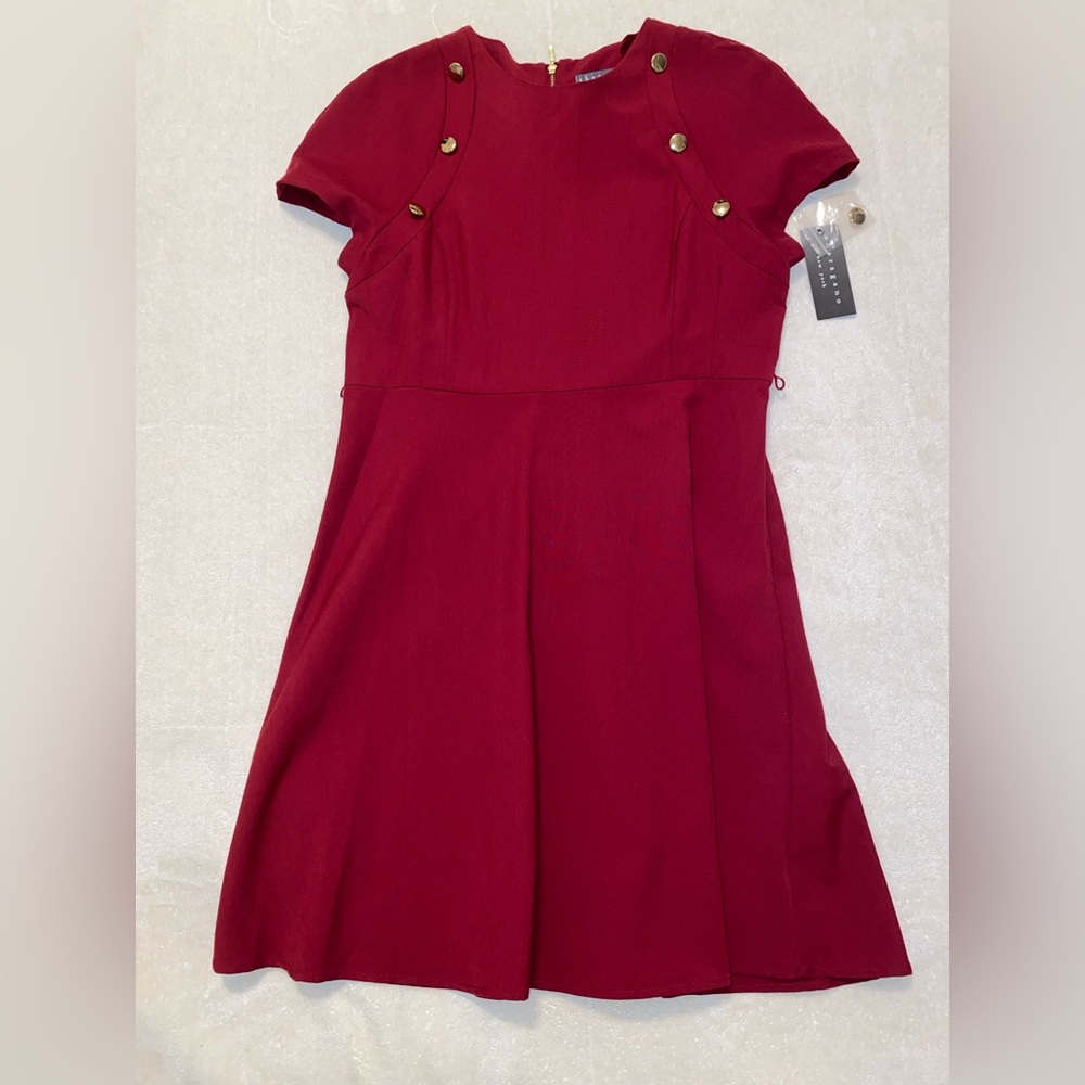 NWT Sharagano Red Cap Sleeve Sheath Dress Size 10